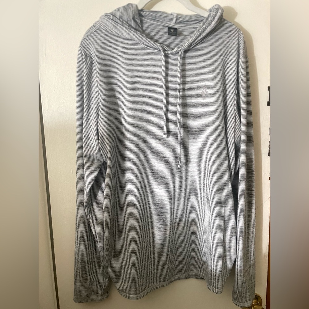 Skechers Gray Striped Hoodie With Extra Ruching Detail.